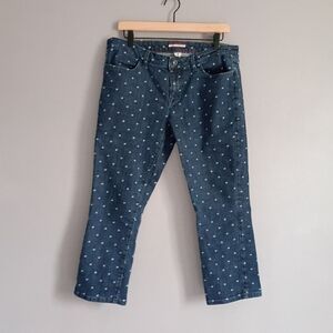 TOMMY HILFIGER Size 10 CROP Polka Dot Jeans Cotton Blend